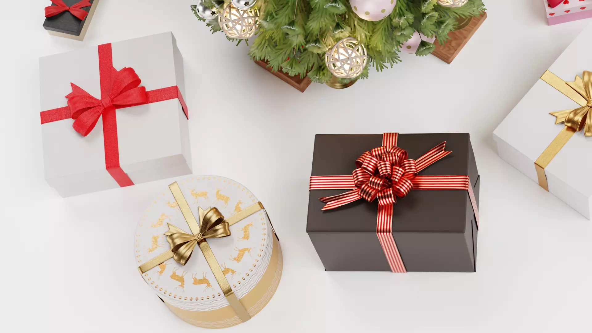 Christmas Tree with Gifts - Festive Scene Low-poly 3D model_14