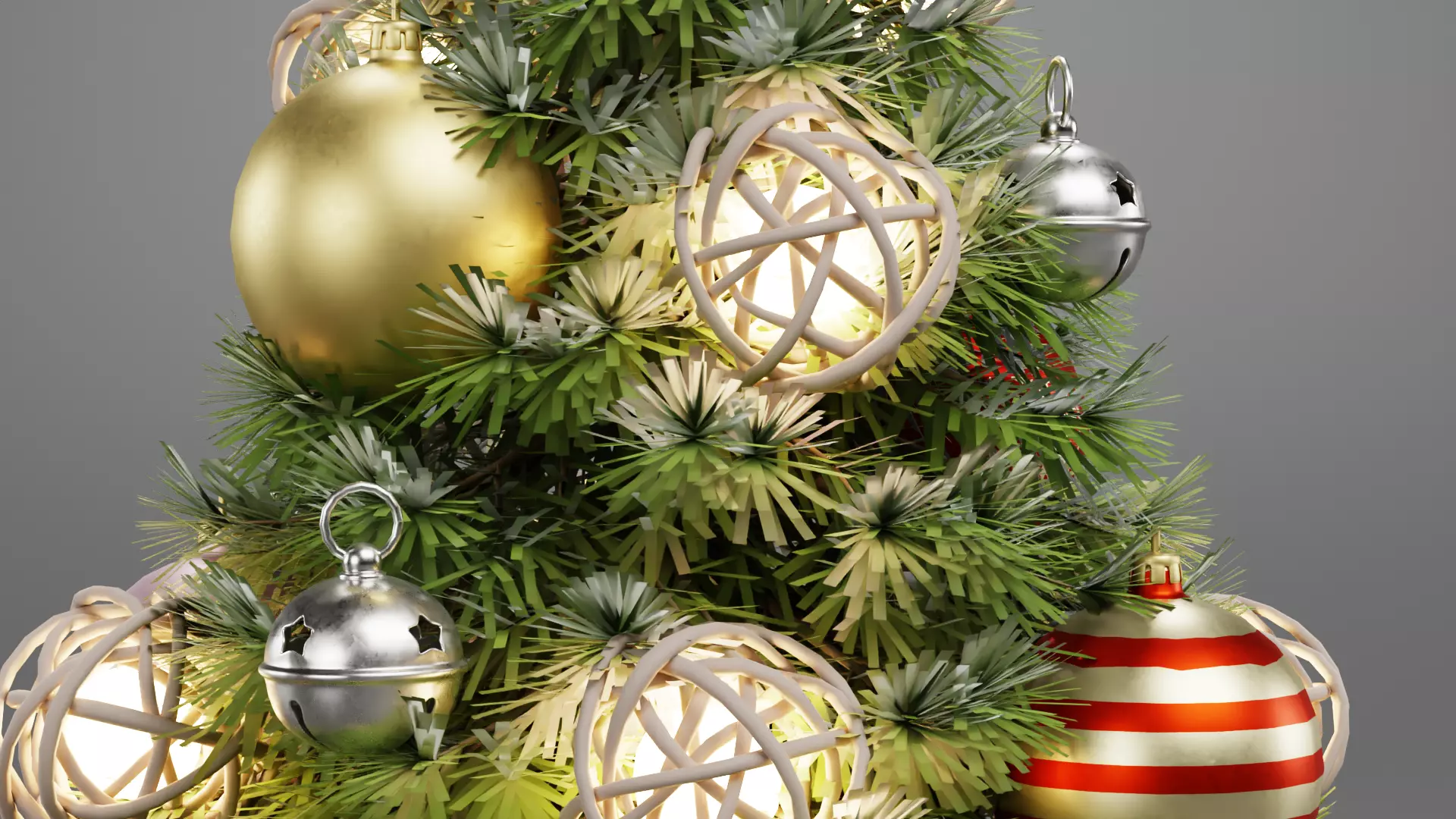 Christmas Tree with Gifts - Festive Scene Low-poly 3D model_9