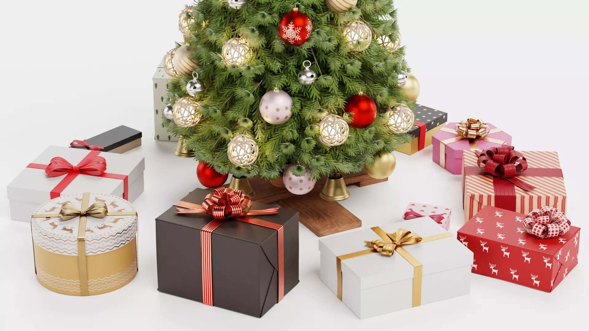 Christmas Tree with Gifts - Festive Scene Low-poly 3D model_13