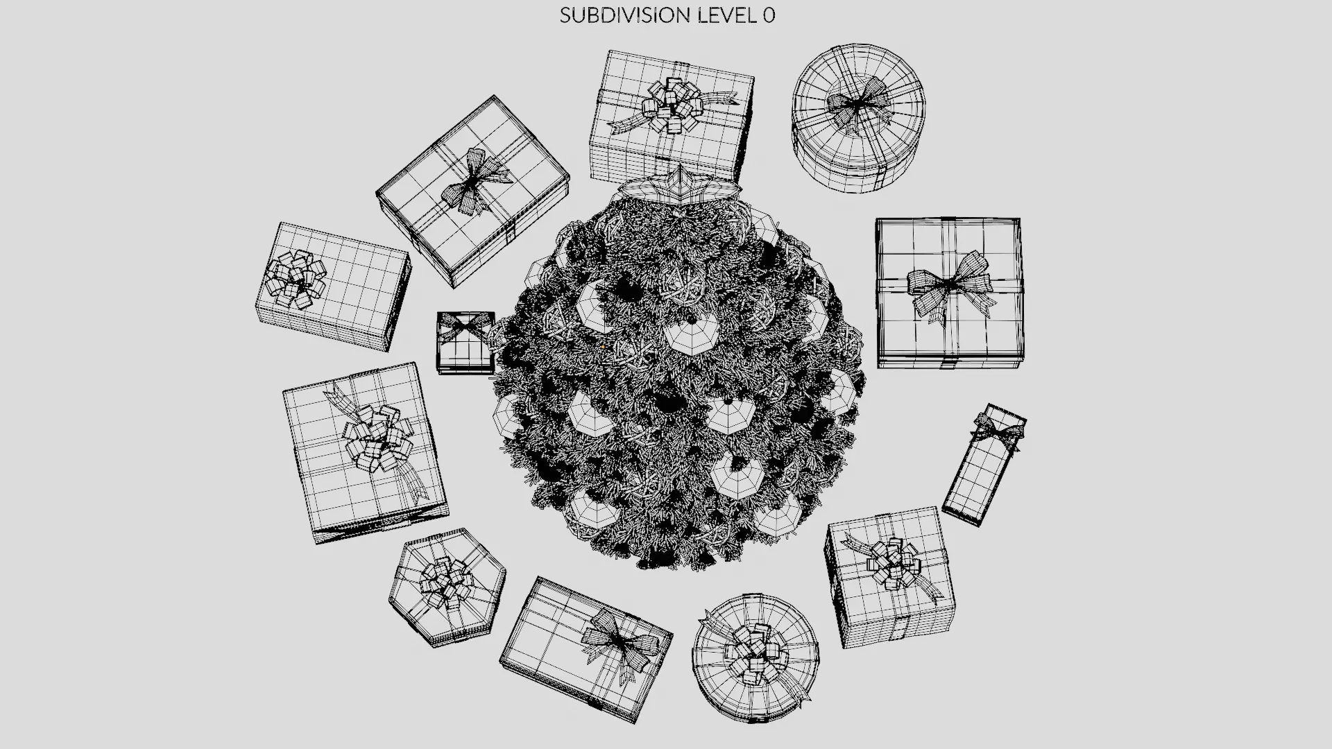 Christmas Tree with Gifts - Festive Scene Low-poly 3D model_28