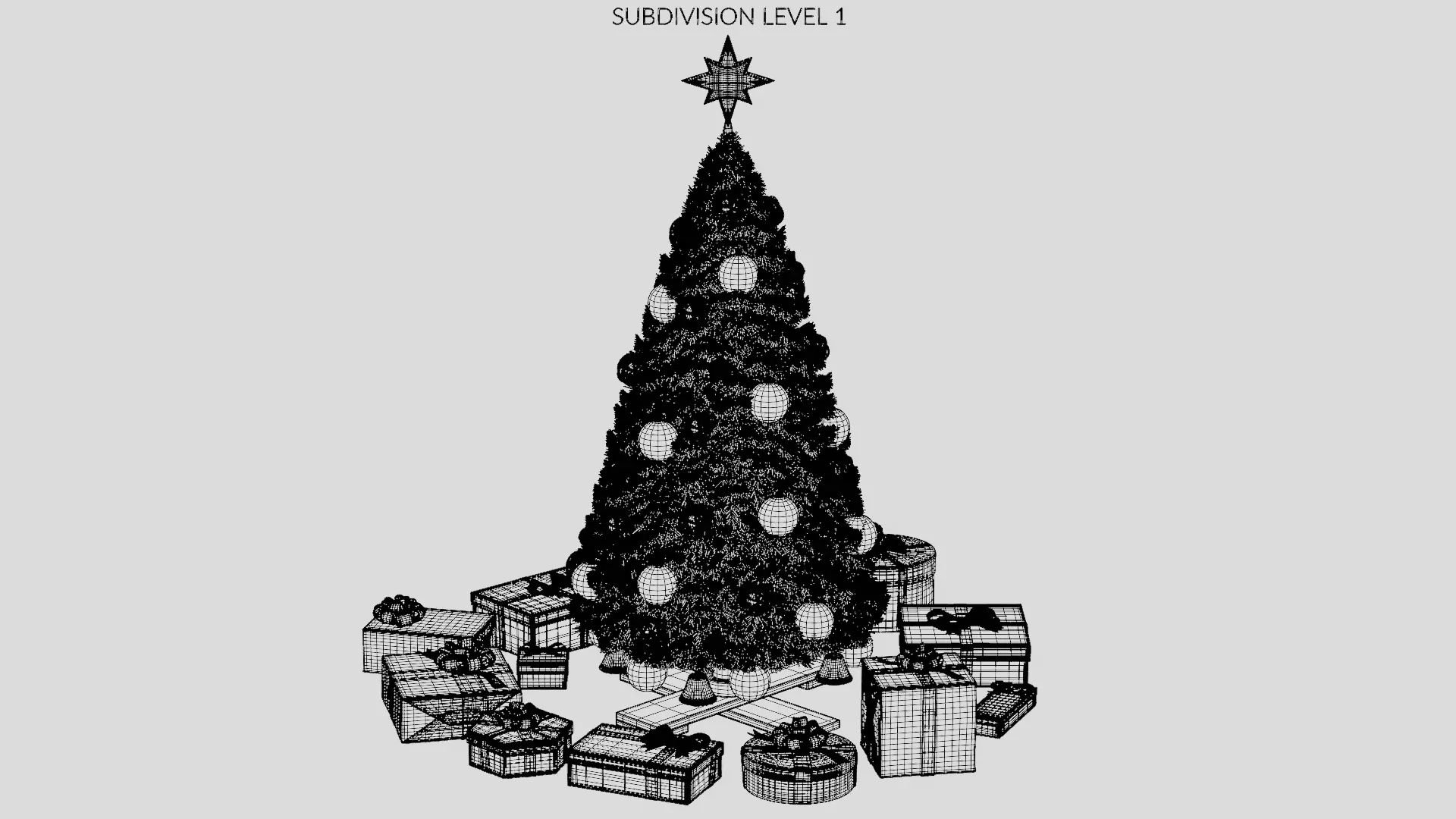 Christmas Tree with Gifts - Festive Scene Low-poly 3D model_27