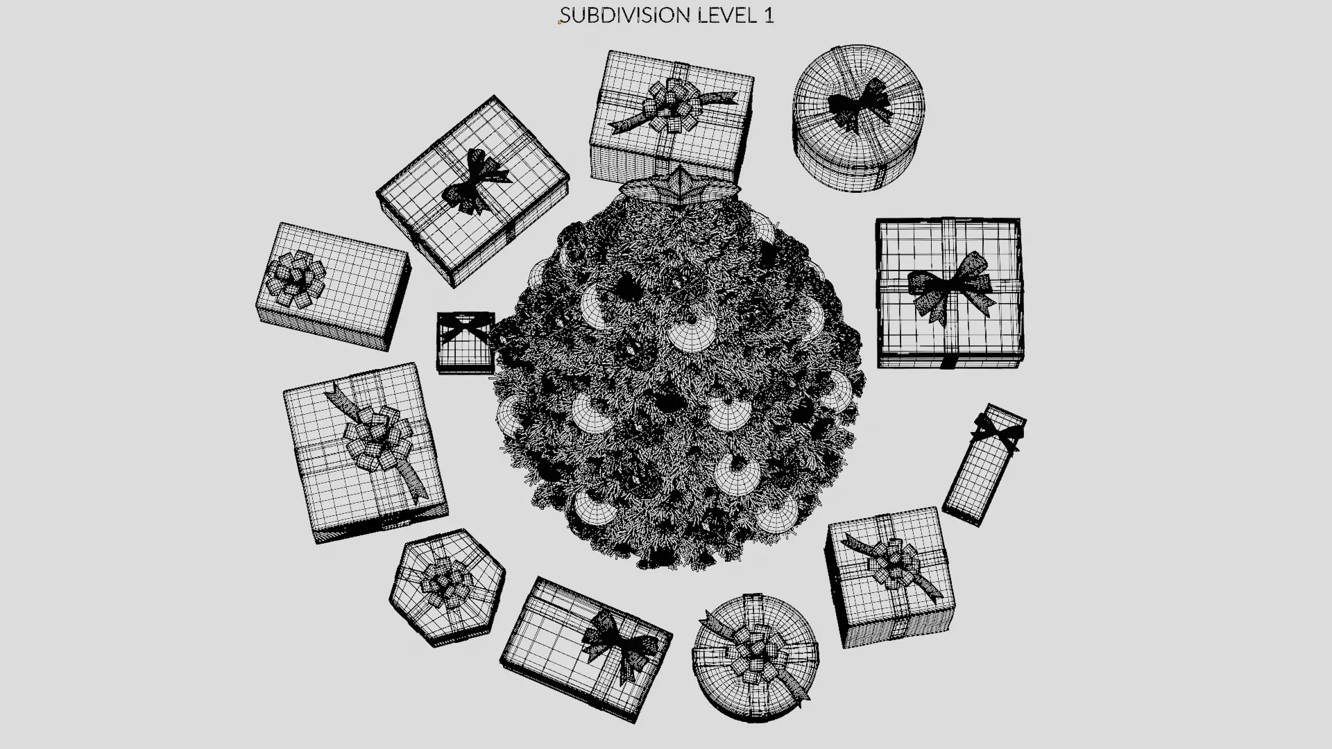 Christmas Tree with Gifts - Festive Scene Low-poly 3D model_29