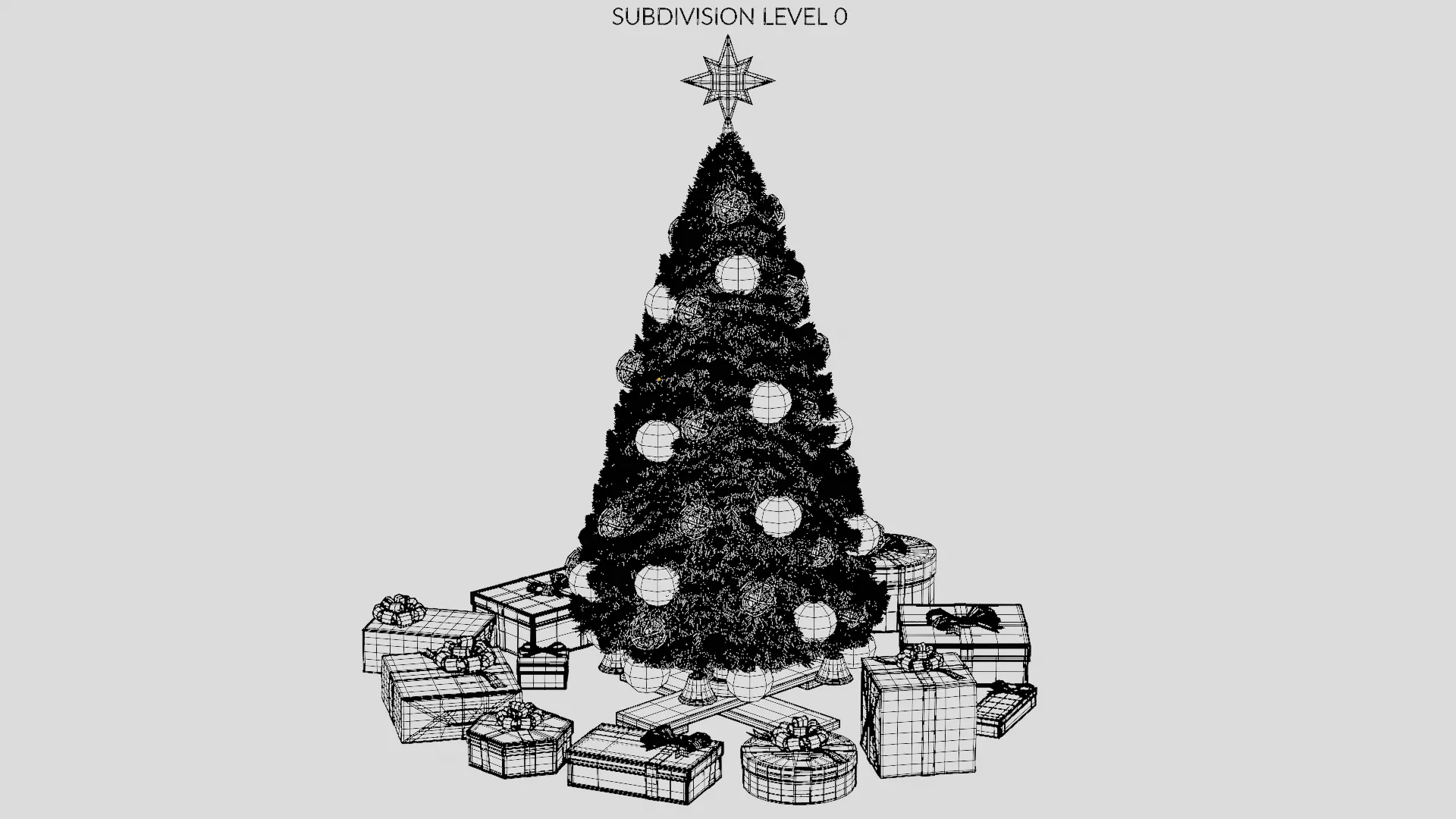 Christmas Tree with Gifts - Festive Scene Low-poly 3D model_26