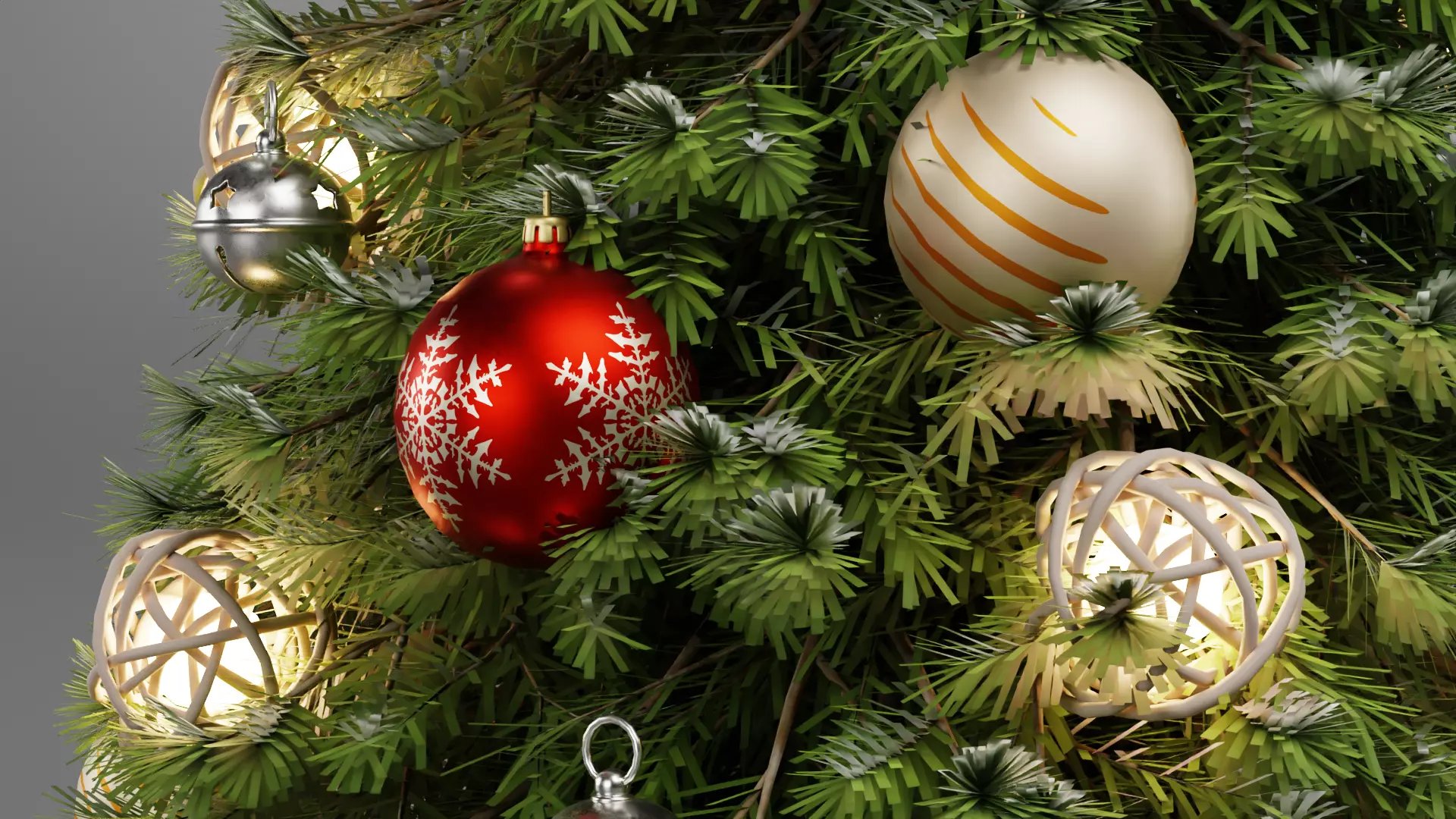 Christmas Tree with Gifts - Festive Scene Low-poly 3D model_8