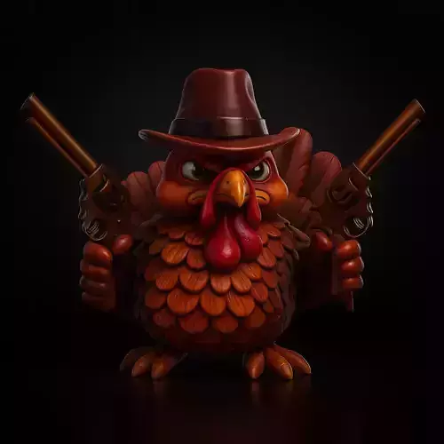 Wild West Turkey 3D Model  Funny Cowboy Turkey Figurine