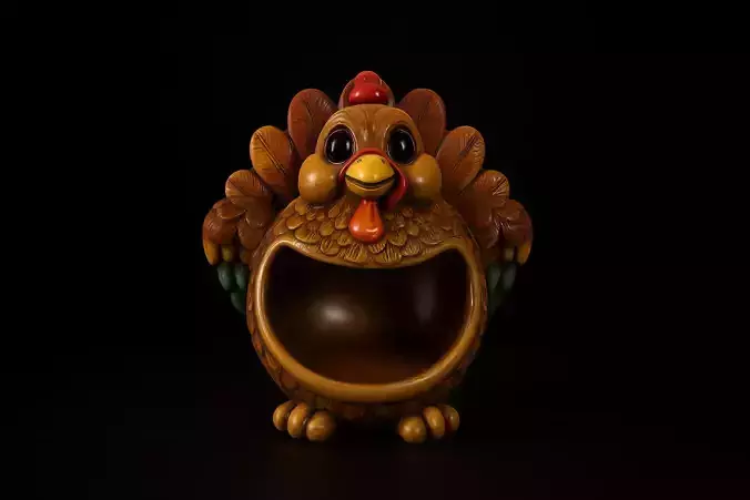 Adorable Turkey Candy Bowl Thanksgiving Table Decor Festive 