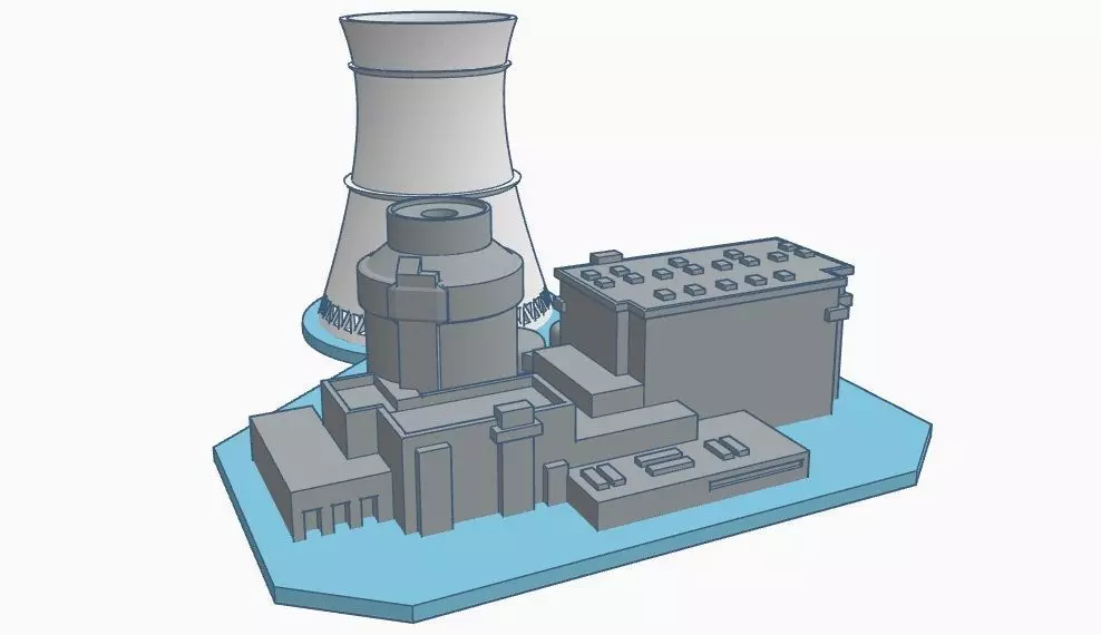 AP1000 with cooling tower 3D print model_2