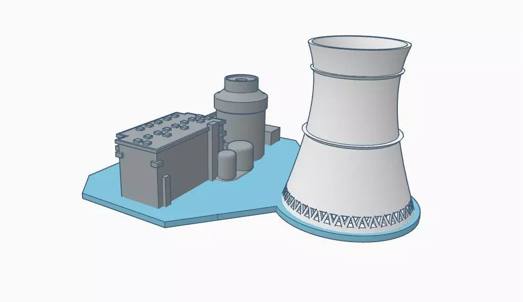 AP1000 with cooling tower 3D print model_1