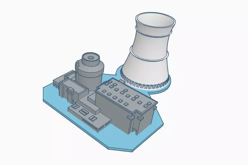 AP1000 with cooling tower 3D print model_0