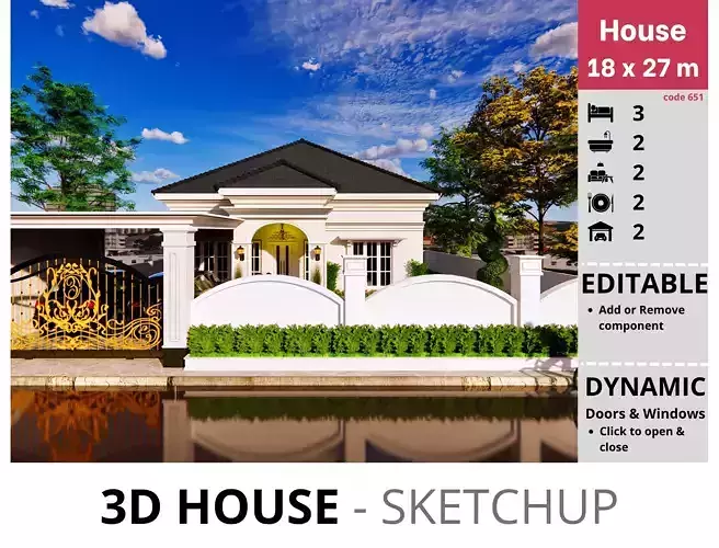 House 18x27m code 651 - Sketchup 3D model 3D model