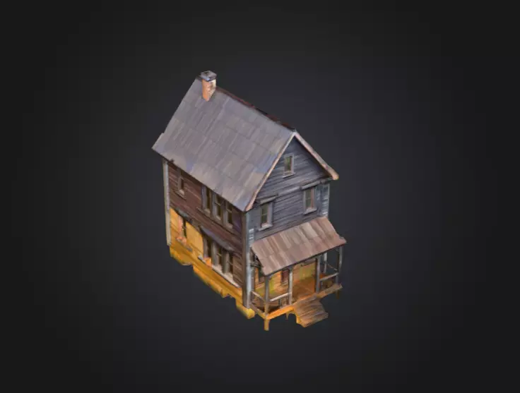 Abandoned Wooden House Low-poly 3D model_10
