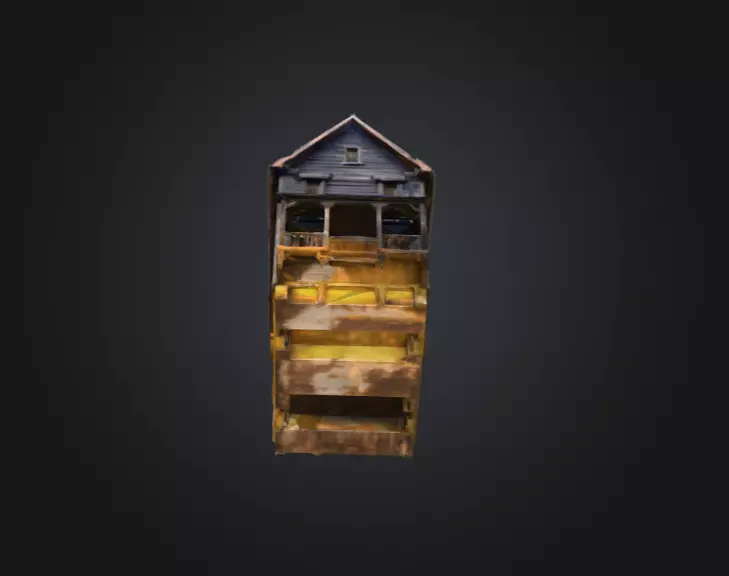 Abandoned Wooden House Low-poly 3D model_12