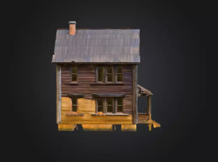 Abandoned Wooden House Low-poly 3D model_3