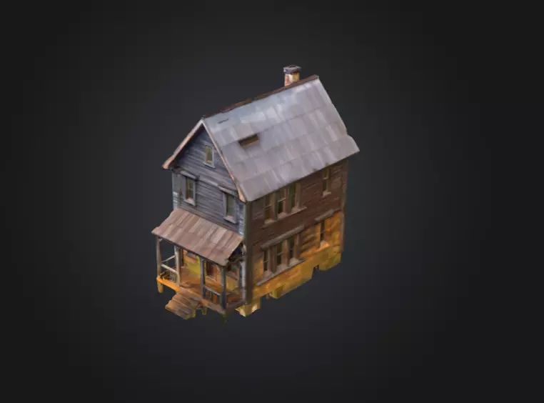 Abandoned Wooden House Low-poly 3D model_11