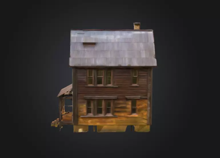 Abandoned Wooden House Low-poly 3D model_7