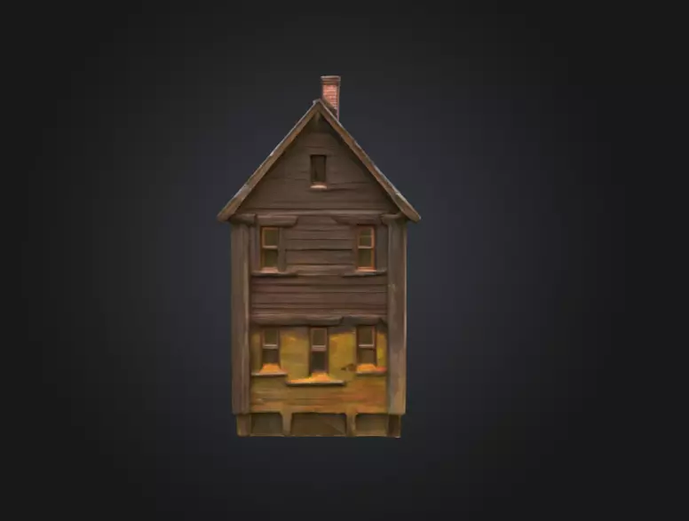 Abandoned Wooden House Low-poly 3D model_5