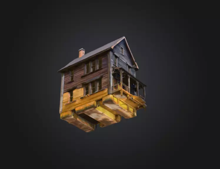Abandoned Wooden House Low-poly 3D model_13