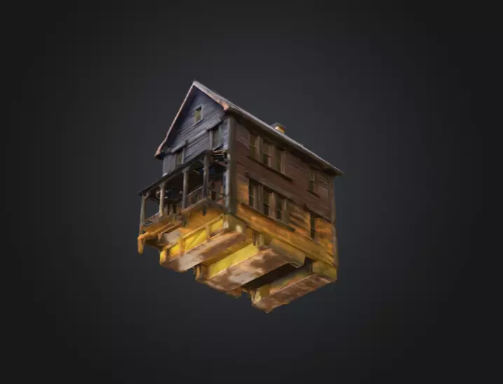 Abandoned Wooden House Low-poly 3D model_14
