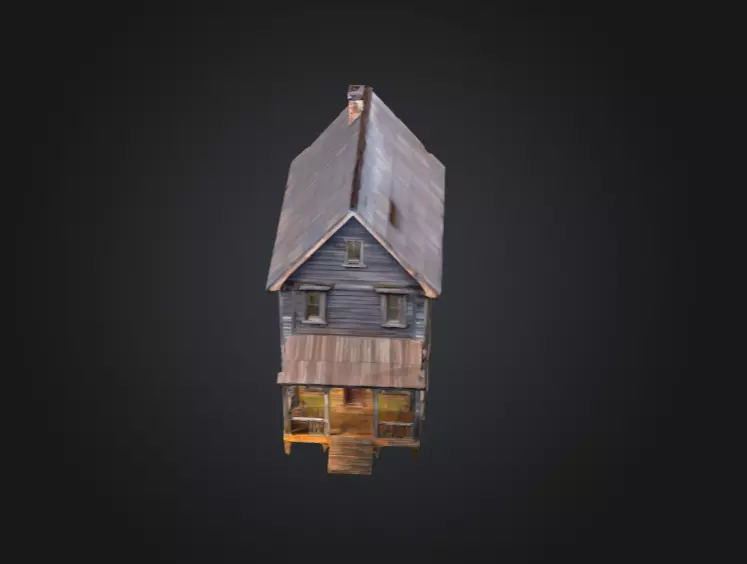 Abandoned Wooden House Low-poly 3D model_9