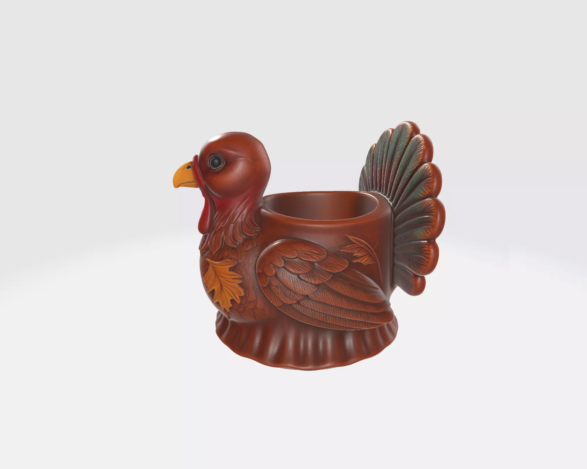 Thanksgiving Turkey Mug Planter 3D Printed Turkey Cup 3D print model_3