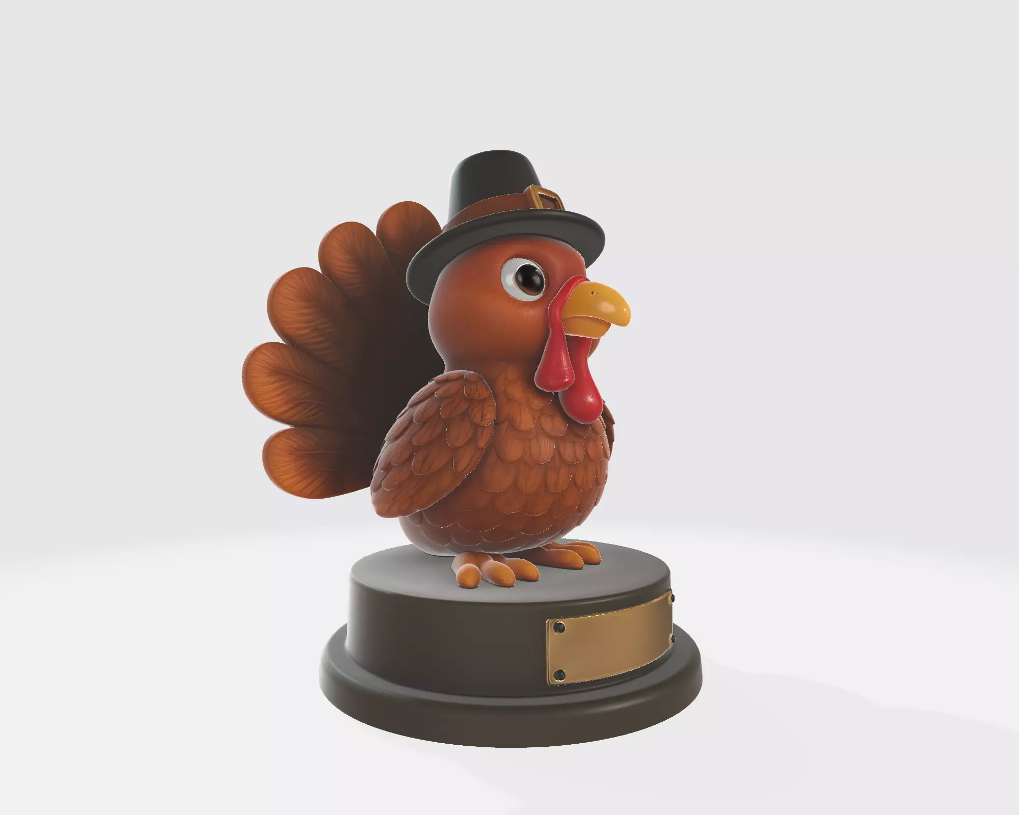 Cute Thanksgiving Turkey Trophy 3D Printed Turkey Figurine 3D print model_4