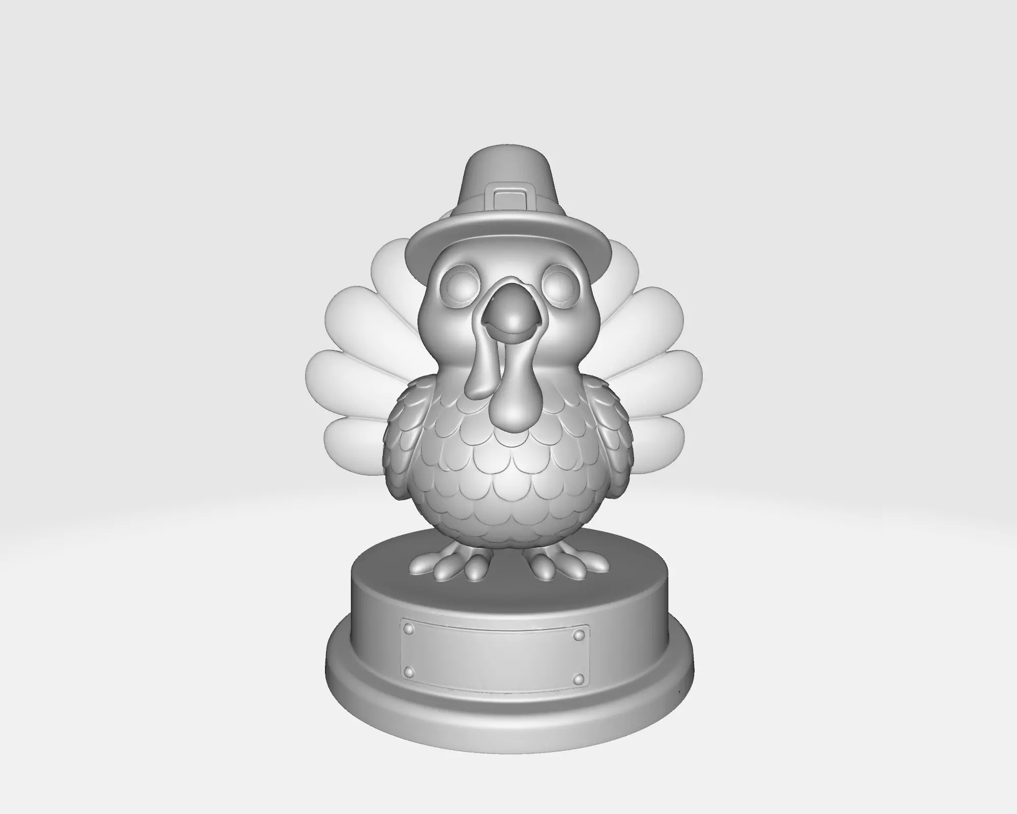 Cute Thanksgiving Turkey Trophy 3D Printed Turkey Figurine 3D print model_5