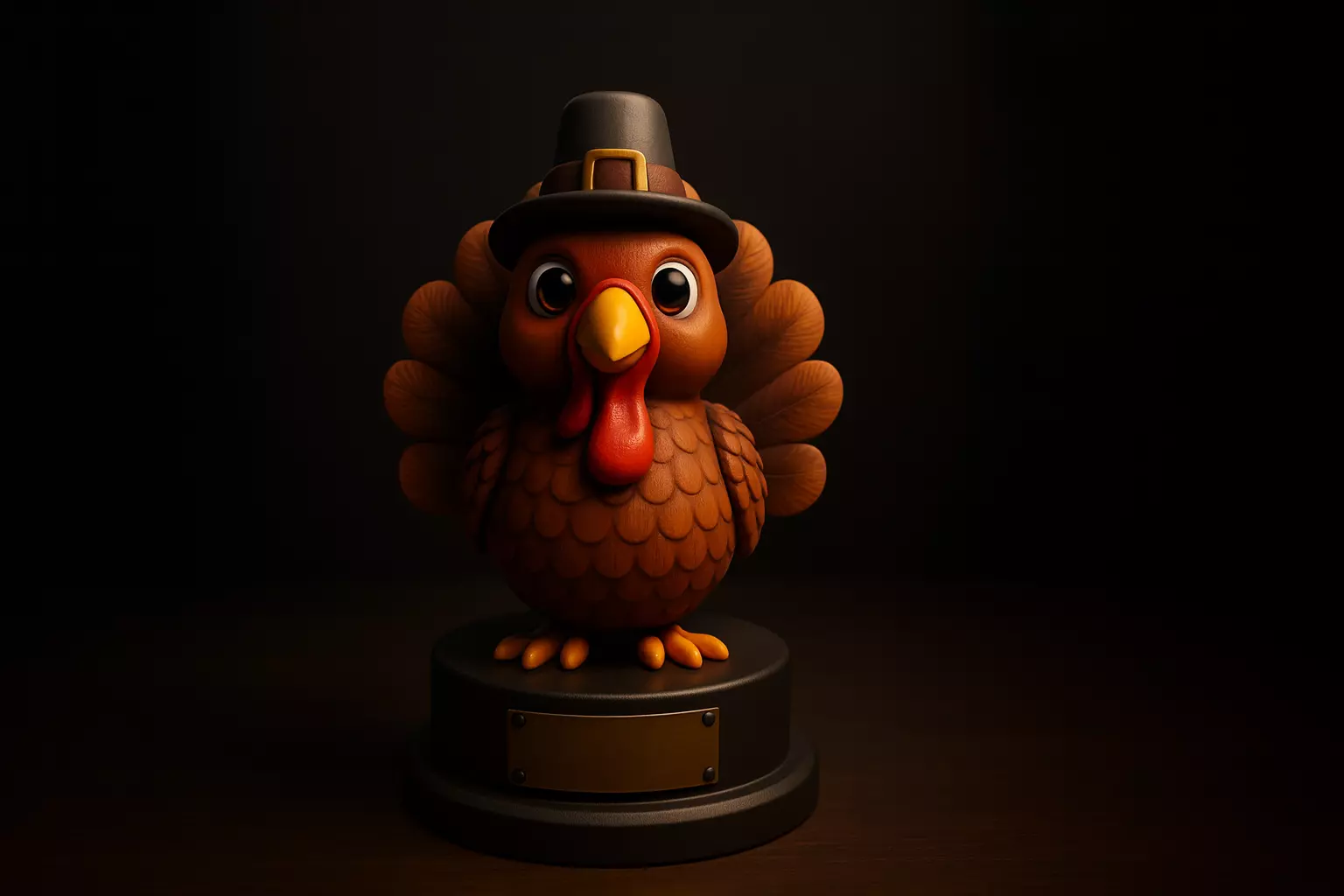 Cute Thanksgiving Turkey Trophy 3D Printed Turkey Figurine 3D print model_0