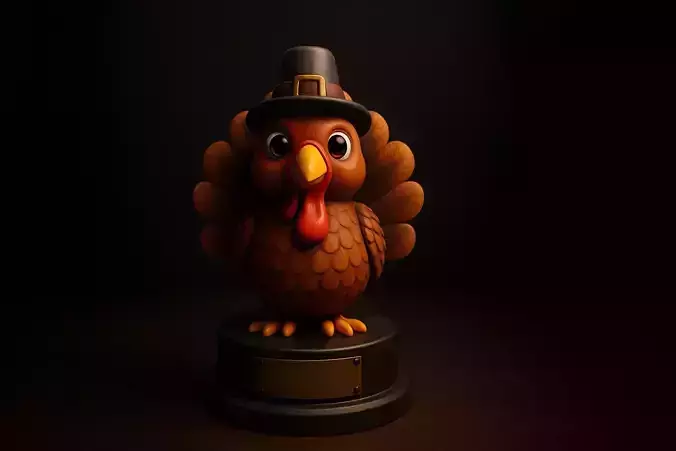Cute Thanksgiving Turkey Trophy 3D Printed Turkey Figurine