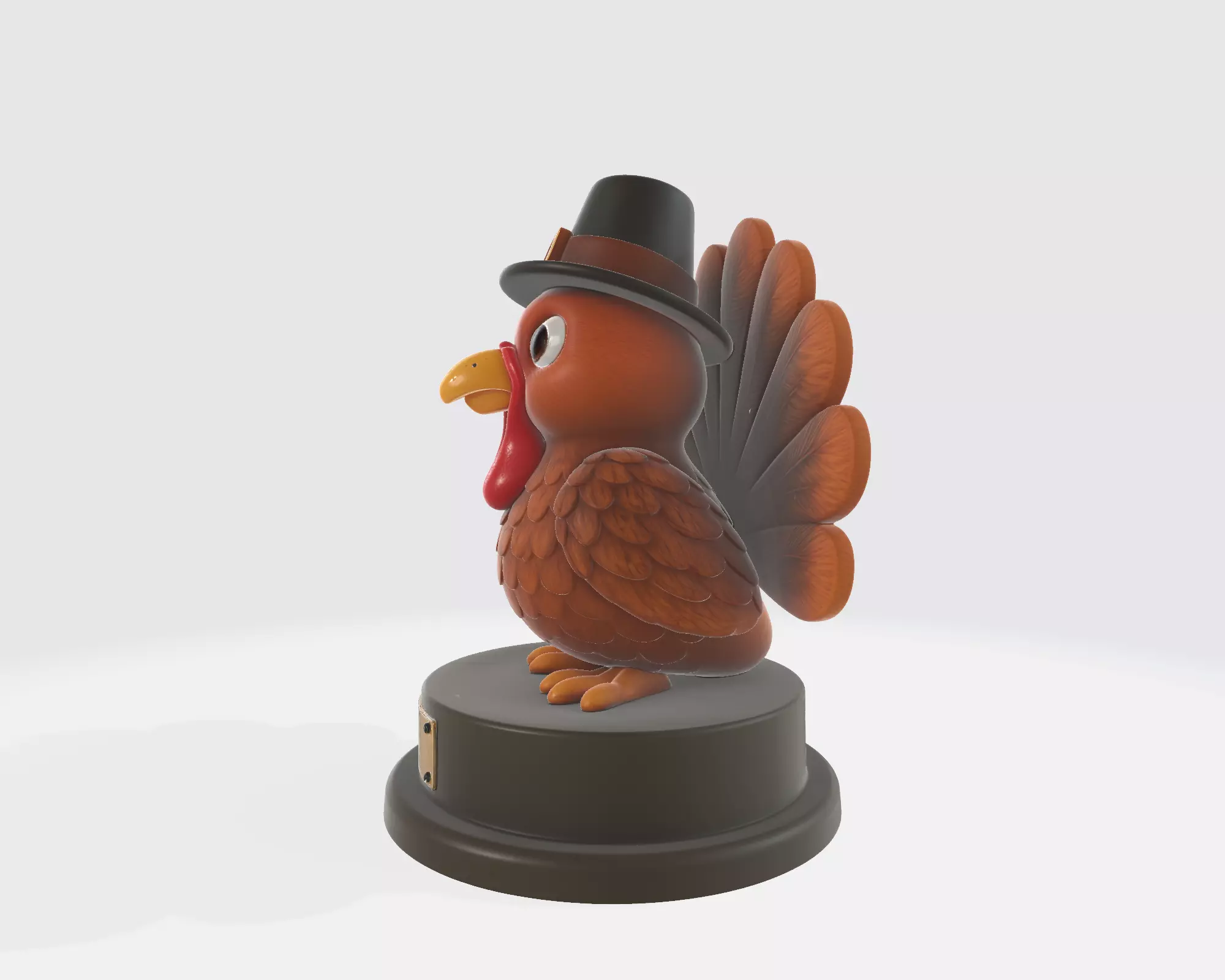 Cute Thanksgiving Turkey Trophy 3D Printed Turkey Figurine 3D print model_2