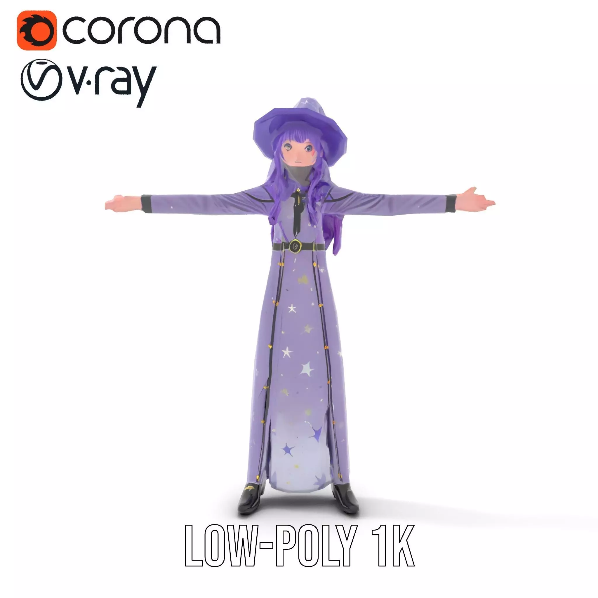 Starry Sorceress Outfit model pack Low-poly 3D model_11