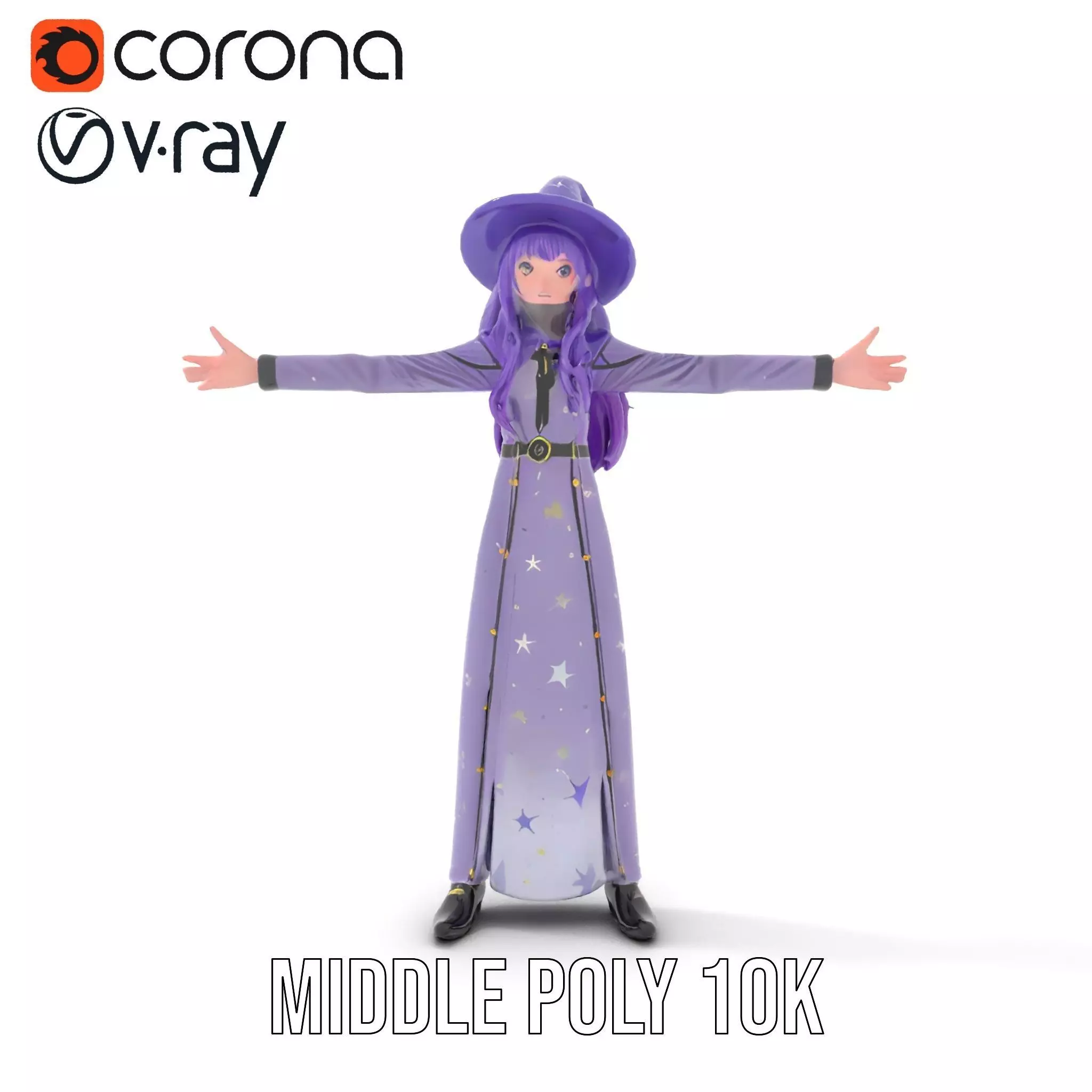 Starry Sorceress Outfit model pack Low-poly 3D model_28