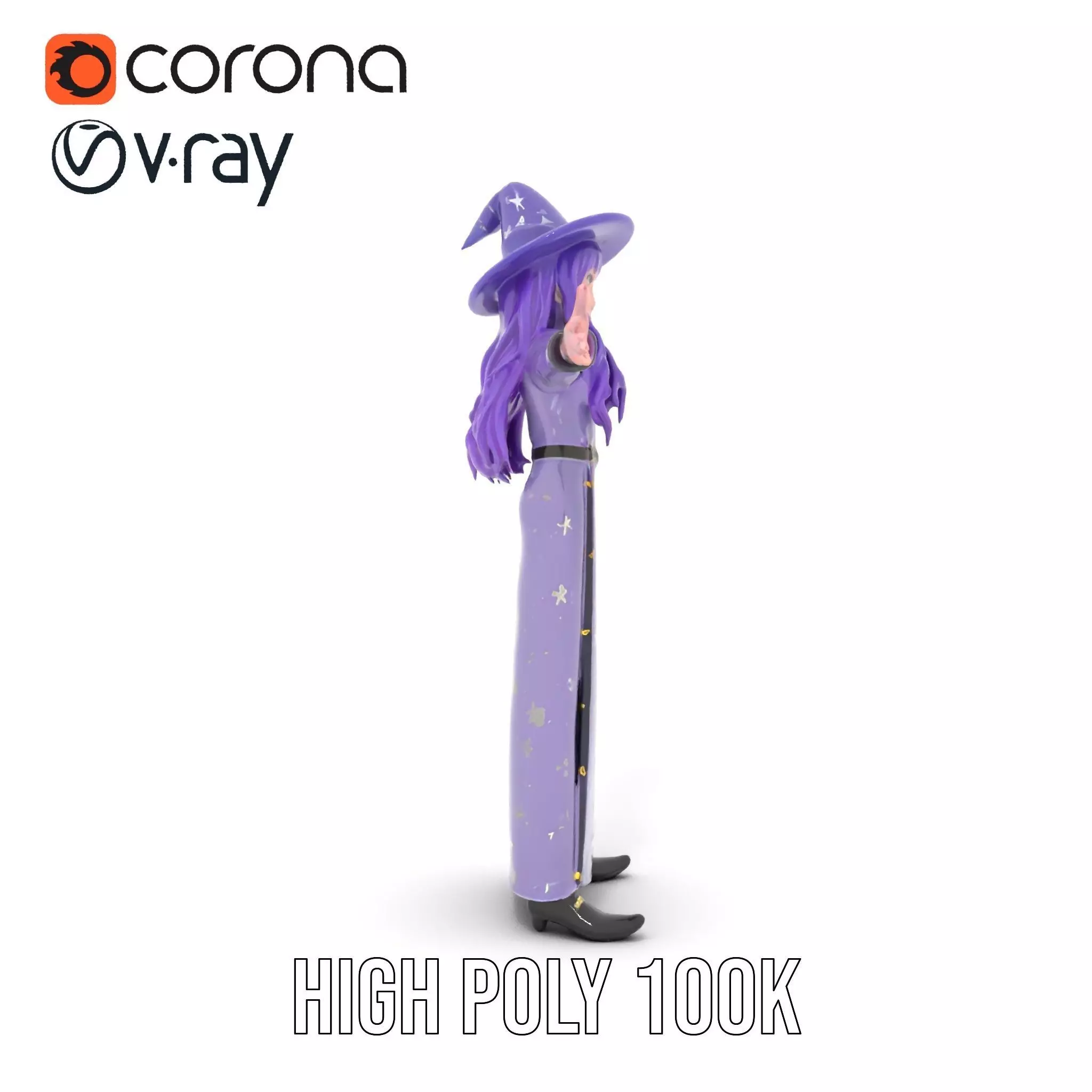 Starry Sorceress Outfit model pack Low-poly 3D model_12