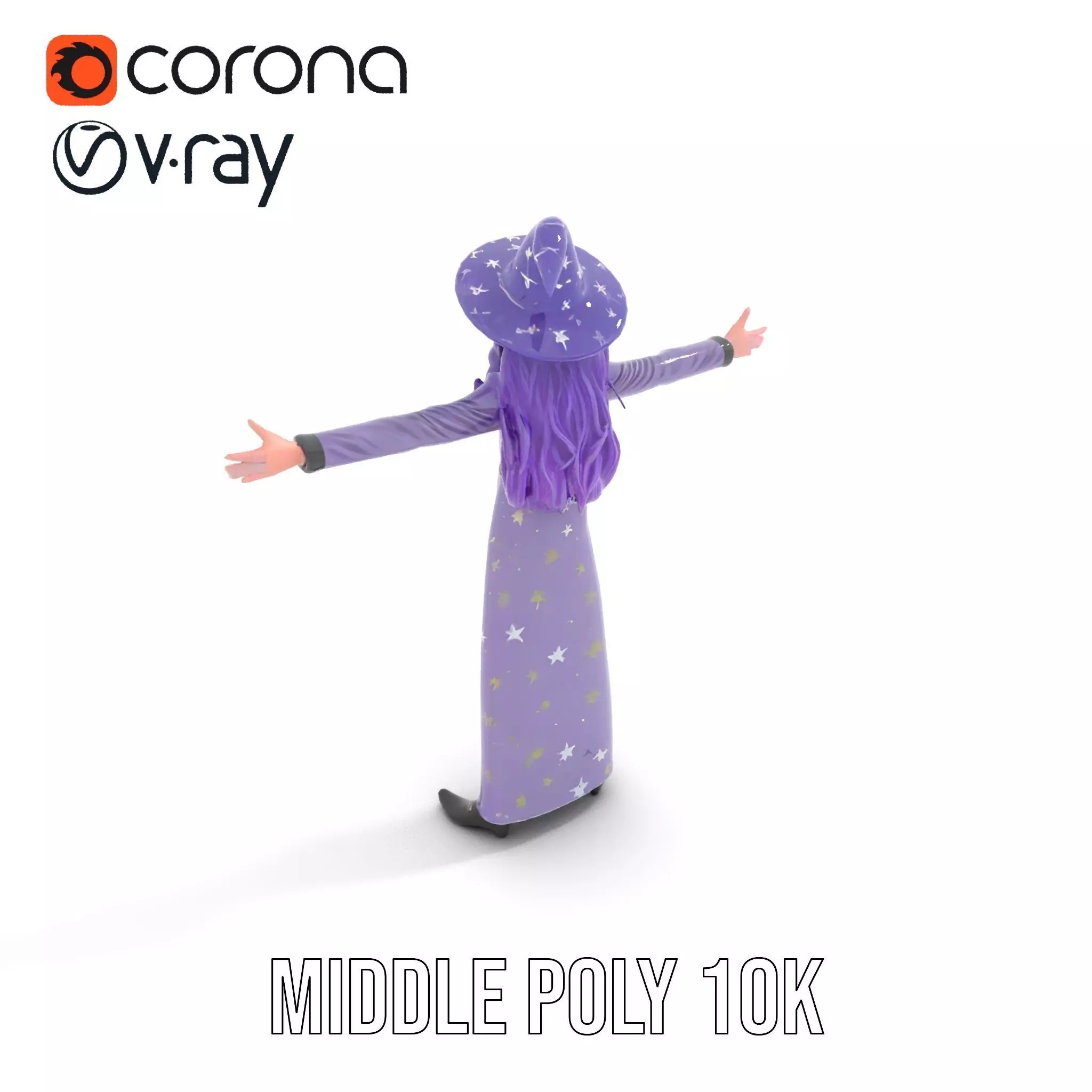 Starry Sorceress Outfit model pack Low-poly 3D model_7