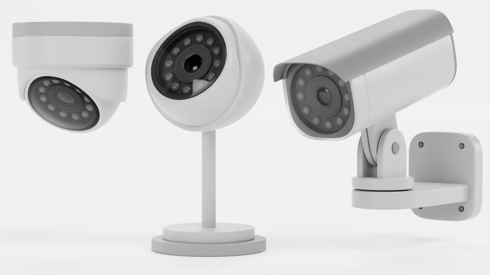 IP Security Camera Collection Low-poly 3D model