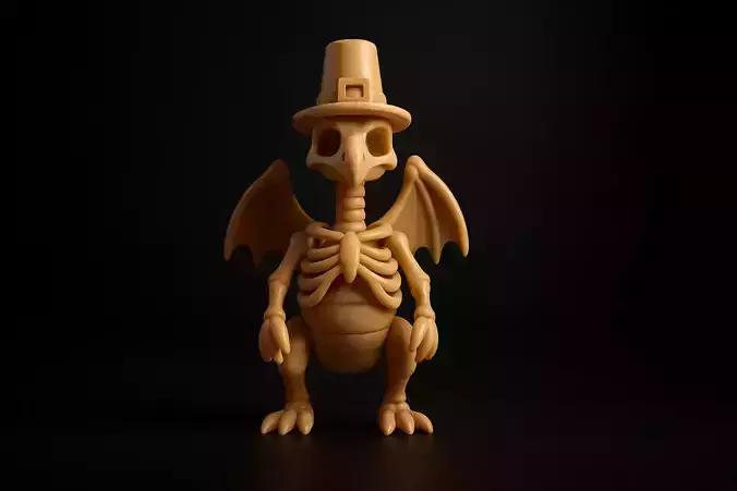 Thanksgiving Skeleton Turkey 3D Print Pilgrim Hat 3D print model
