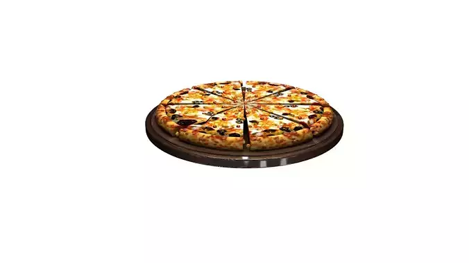 3D Rendered Whole Pizza