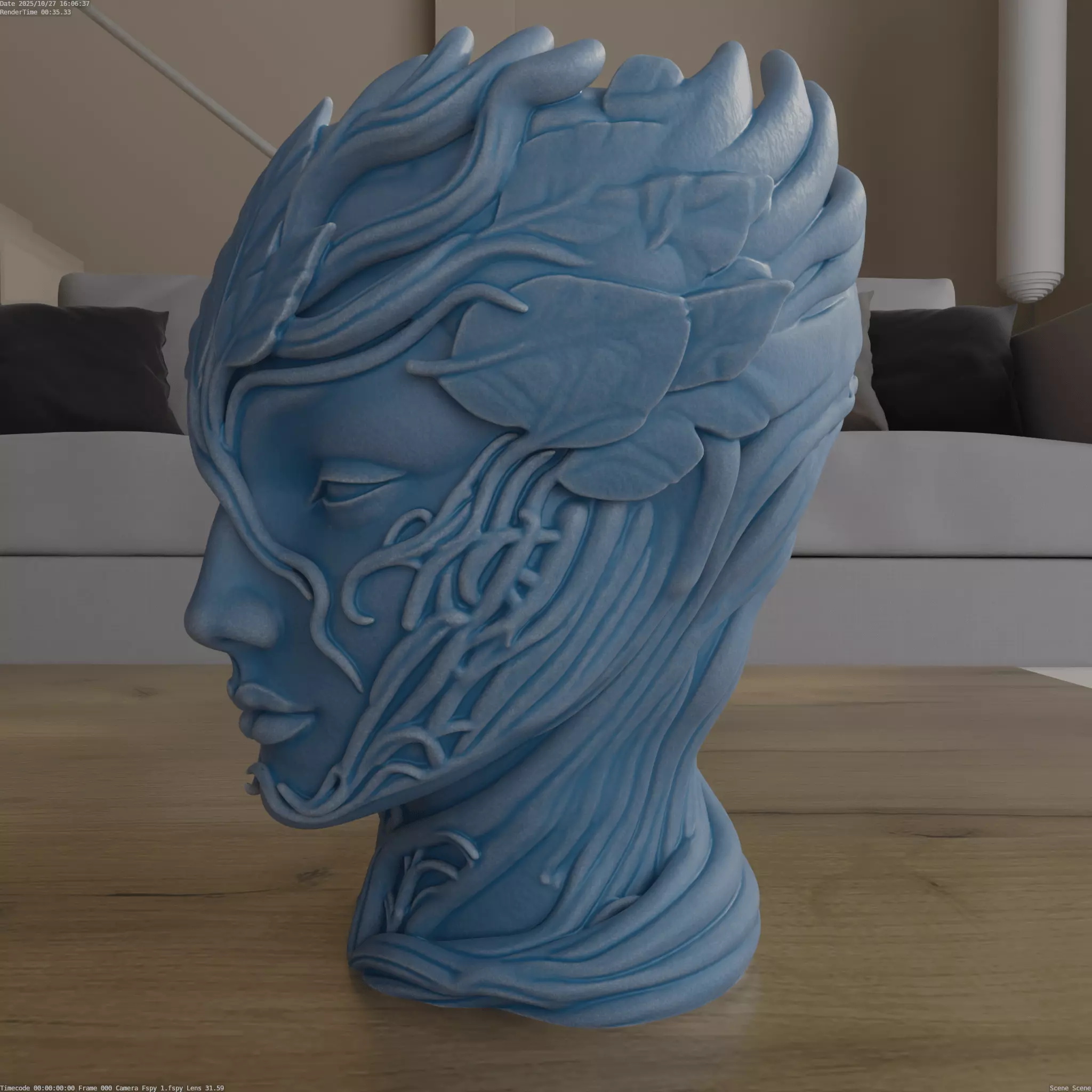 Lady of the Leaves Planter Elegant STL for 3D Printing 3D print model_1