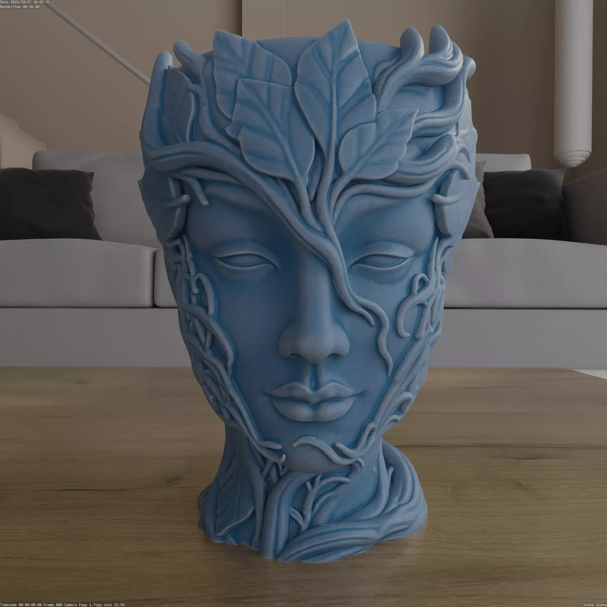 Lady of the Leaves Planter Elegant STL for 3D Printing 3D print model_0