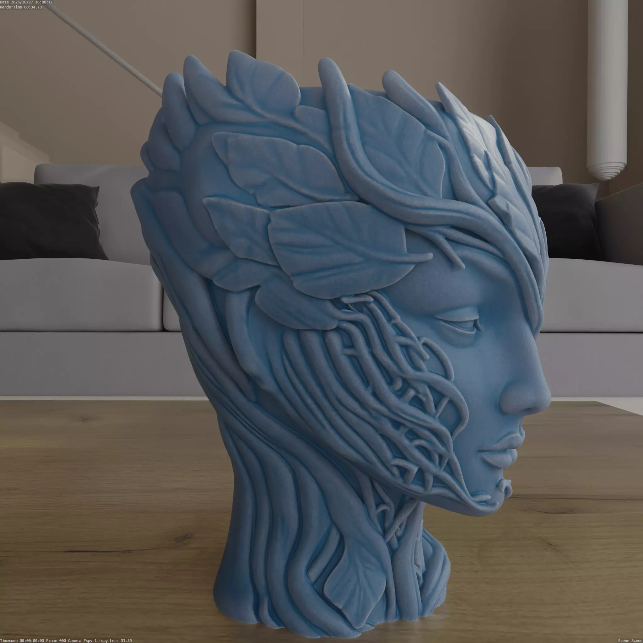 Lady of the Leaves Planter Elegant STL for 3D Printing 3D print model_3
