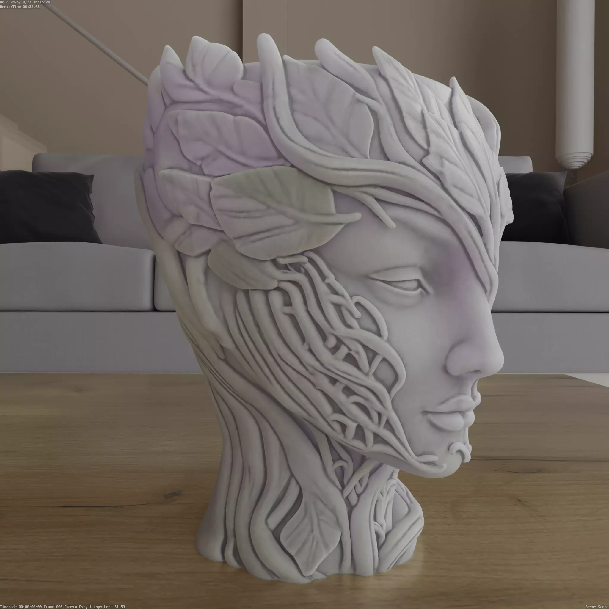 Lady of the Leaves Planter Elegant STL for 3D Printing 3D print model_7