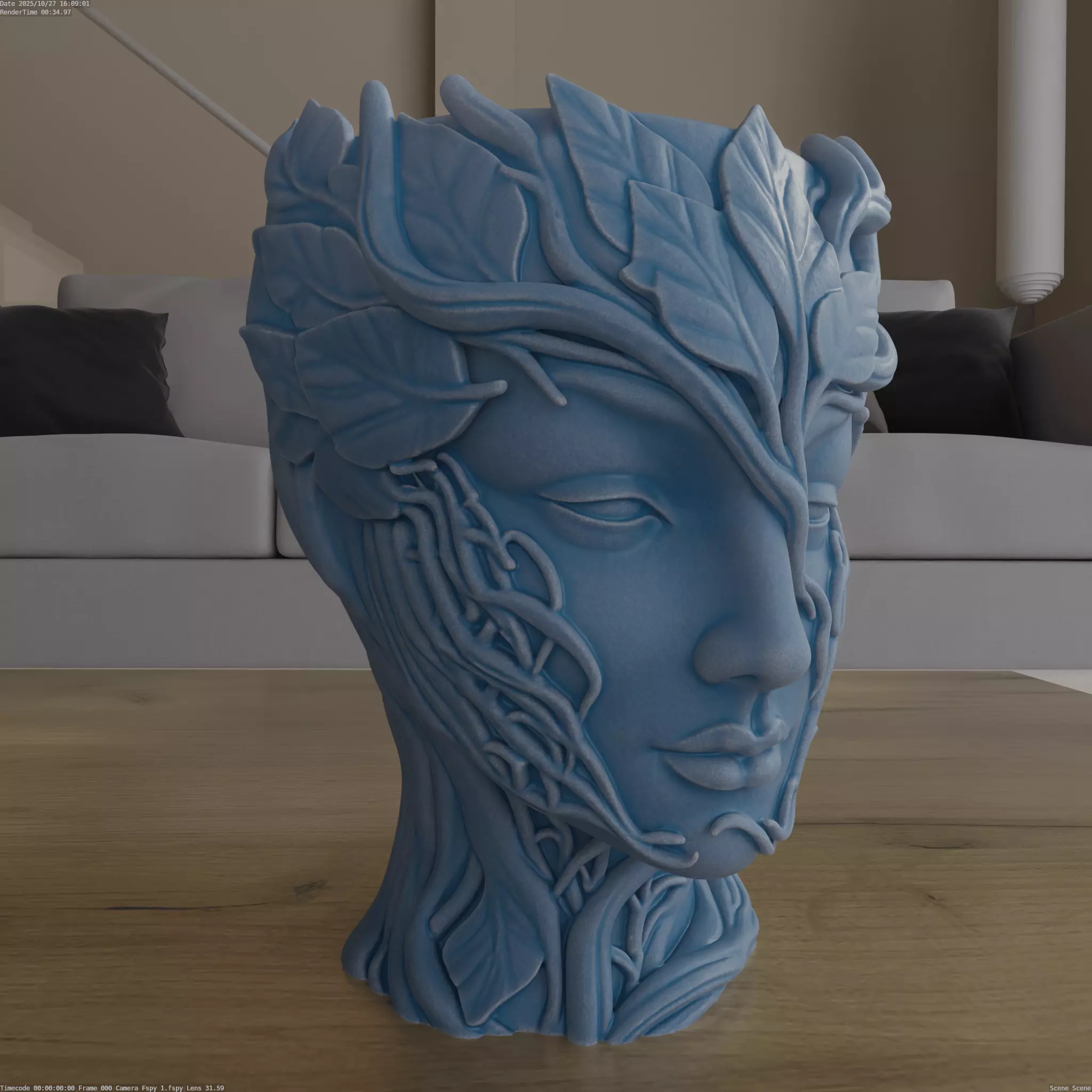 Lady of the Leaves Planter Elegant STL for 3D Printing 3D print model_4