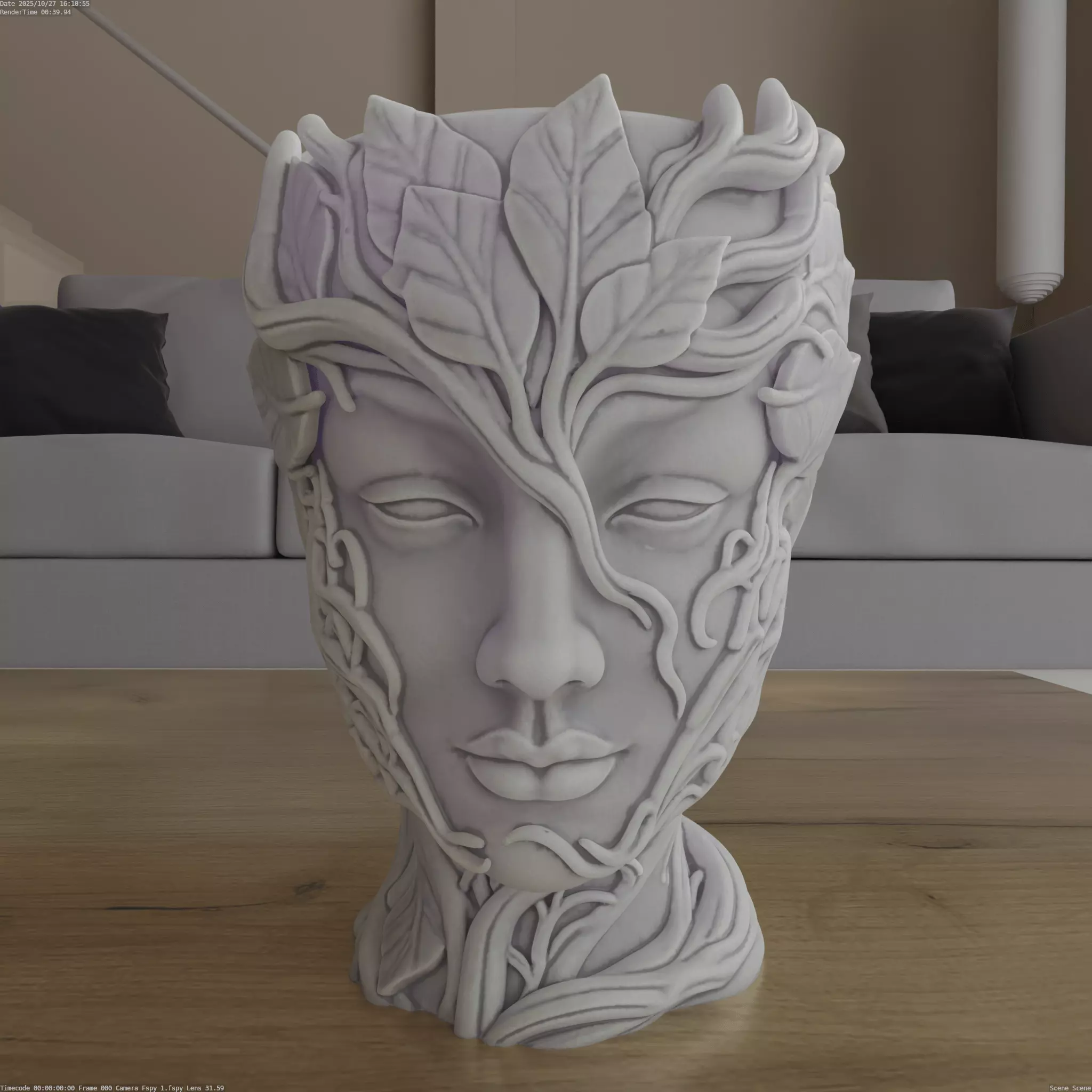 Lady of the Leaves Planter Elegant STL for 3D Printing 3D print model_5
