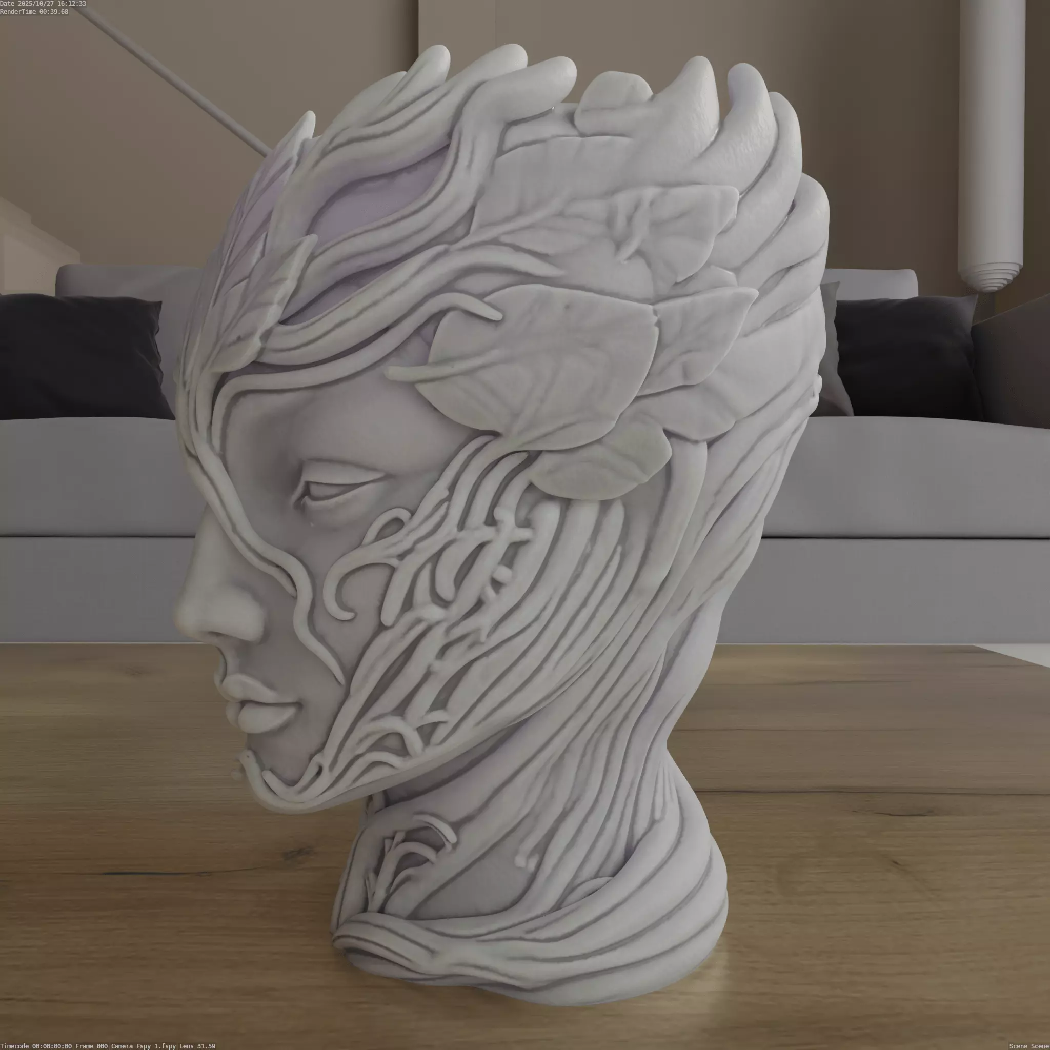 Lady of the Leaves Planter Elegant STL for 3D Printing 3D print model_6
