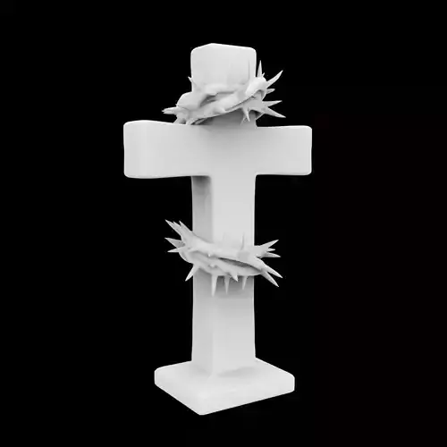 Sacred Cross with Crown of Thorns 3D Print Model