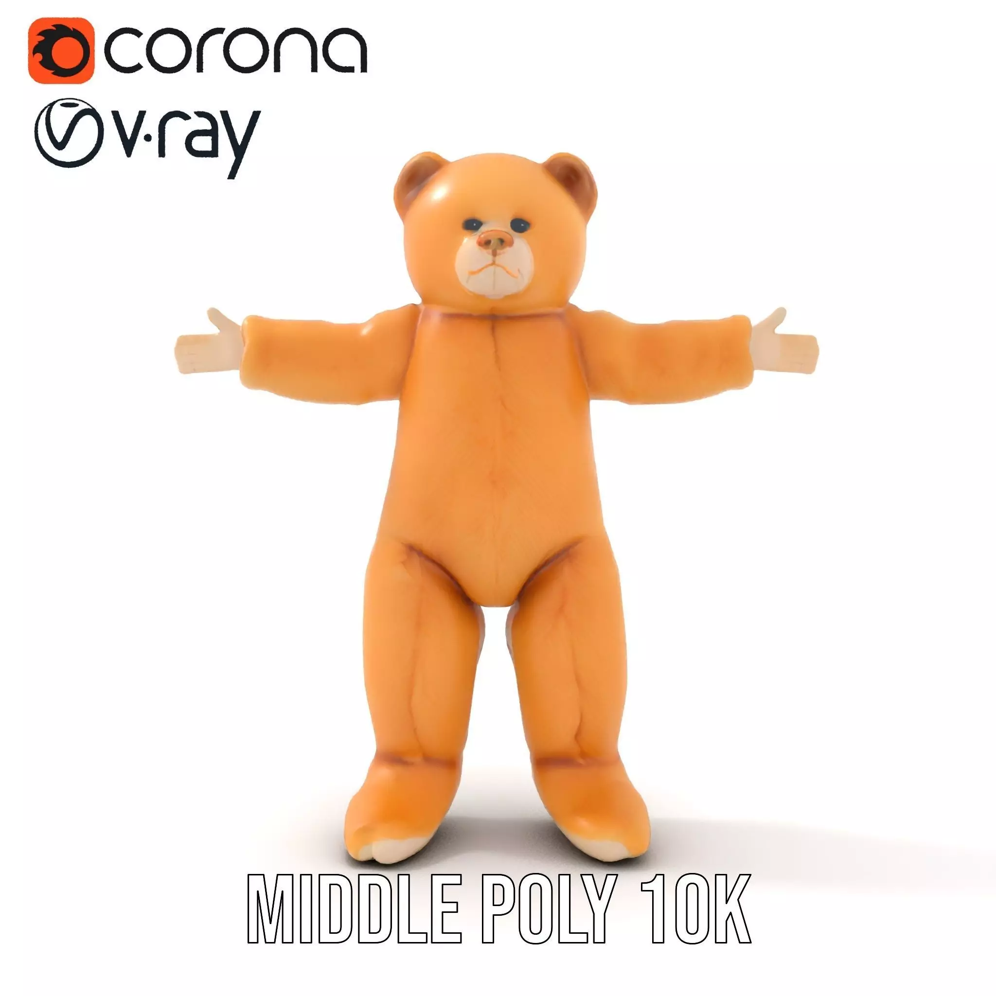 Golden Plush Teddy model pack Low-poly 3D model_6