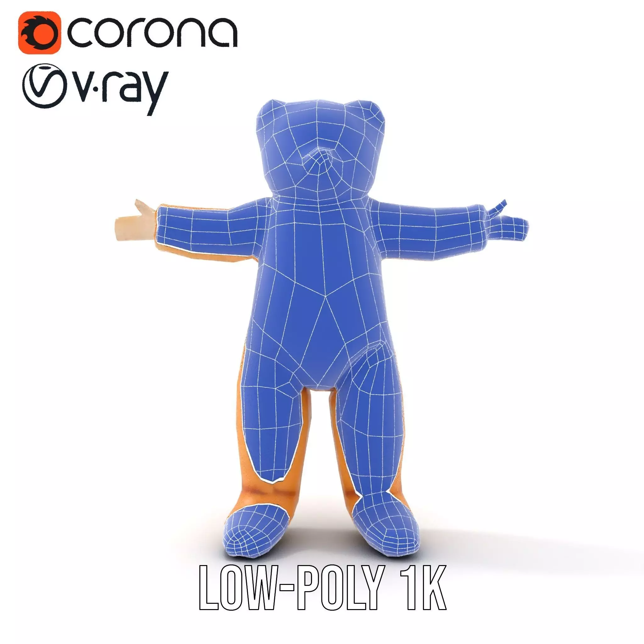 Golden Plush Teddy model pack Low-poly 3D model_10