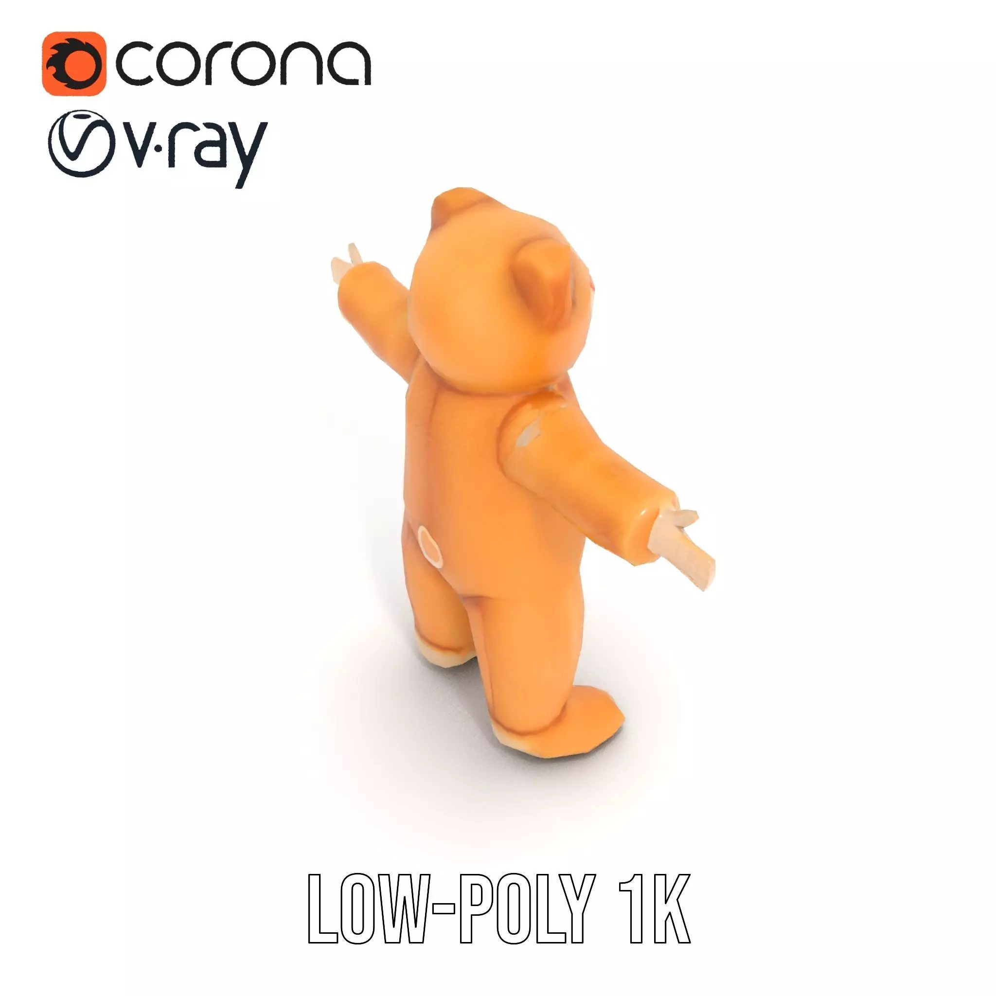 Golden Plush Teddy model pack Low-poly 3D model_15