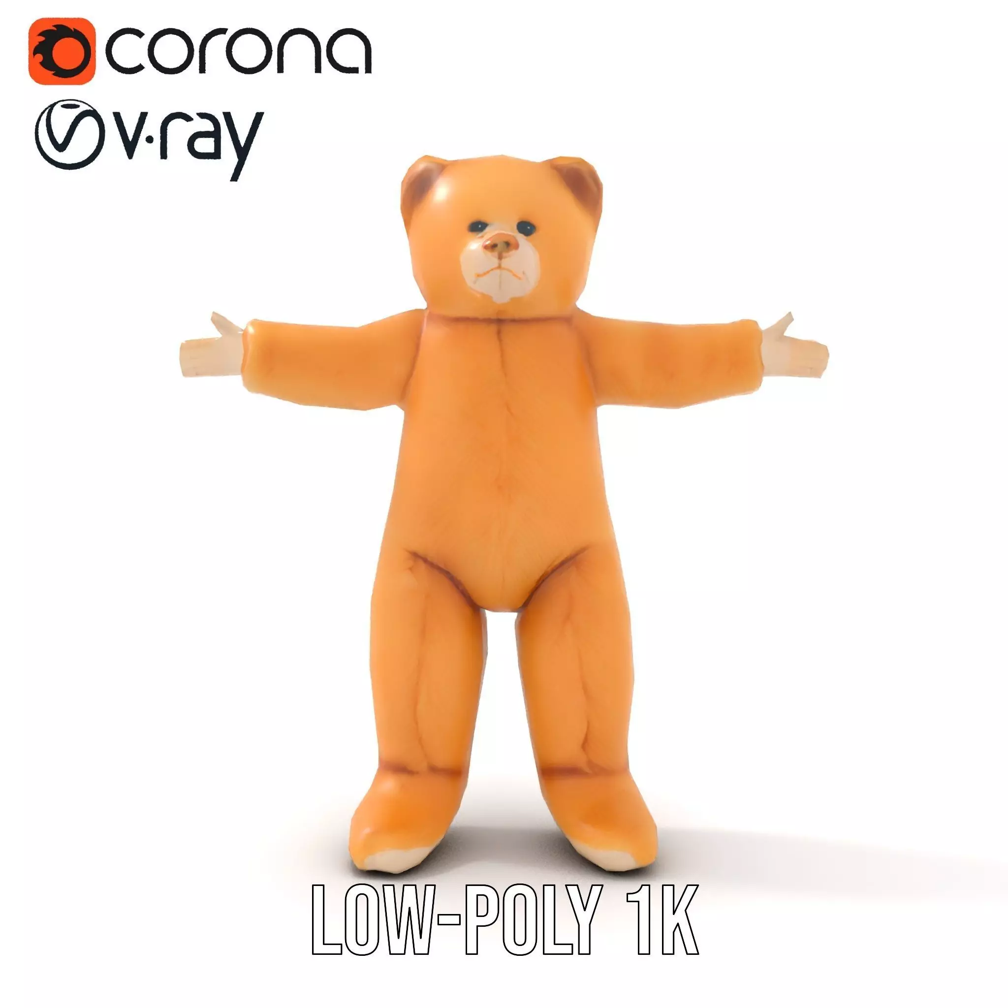 Golden Plush Teddy model pack Low-poly 3D model_8