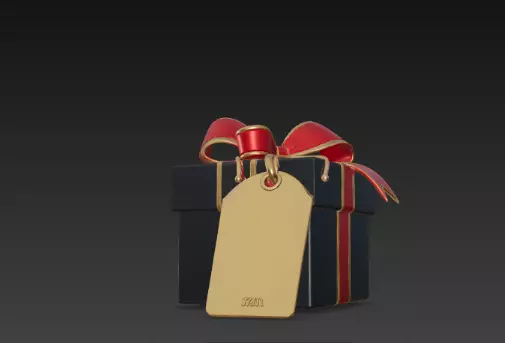 3D Black Gift Box Red Ribbon Black Friday 3D print model_2