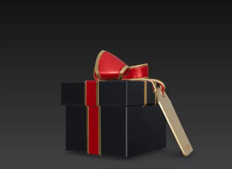 3D Black Gift Box Red Ribbon Black Friday 3D print model_5